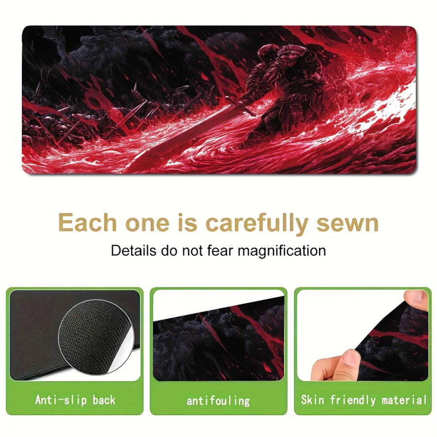 40x90cm Dark Blood Battle Axe Mouse Pad Ergonomic Non-Slip Washable Rubber Desk Mat