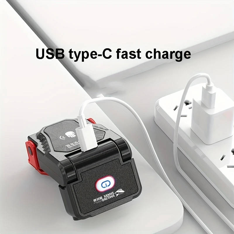 1pc of Smiling Shark 2-IN-1 LED Flashlight And Headlight, an Ultra-Bright Mini Hands-Free LED Clip-O