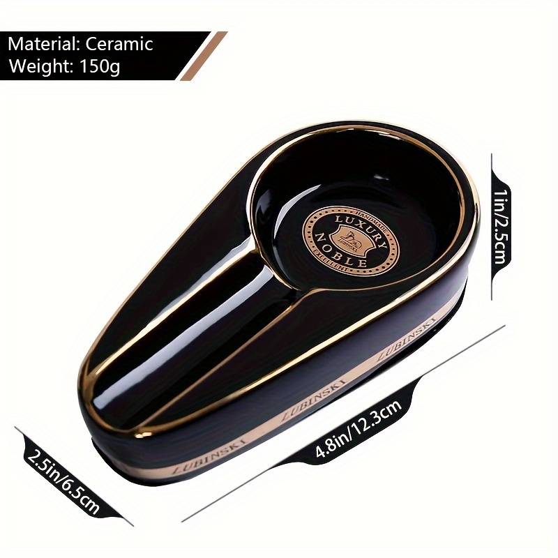 1pc Elegant Ceramic Cigar Ashtray Portable Creative Accessory for Smokers Ideal Living Room De