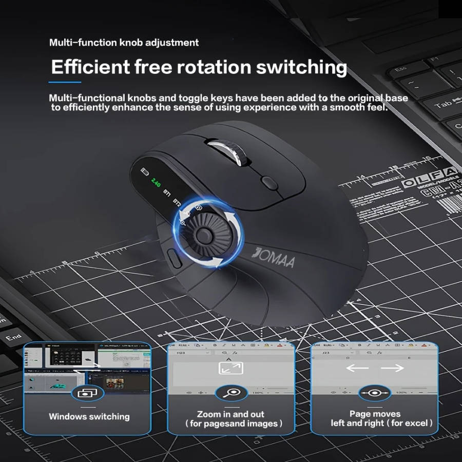 Vertical Gaming Mouse With Function Adjustment Knob