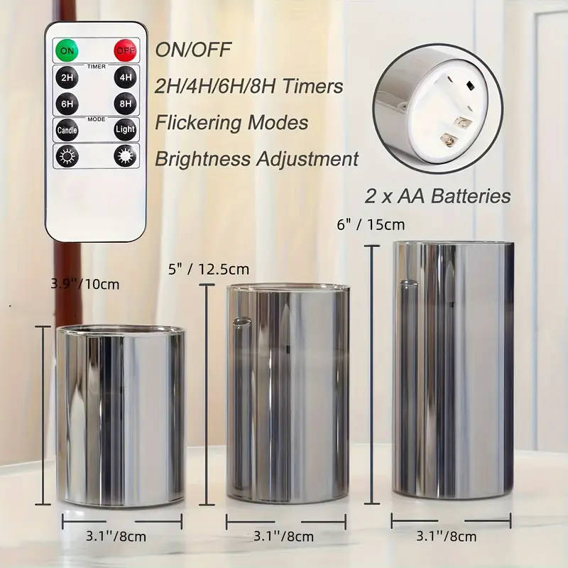 3 Flameless Candles with Remote Timer