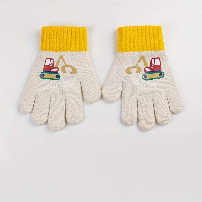 1 Pair Purple Thick Size 1 To 5 Years Old Warm Gloves