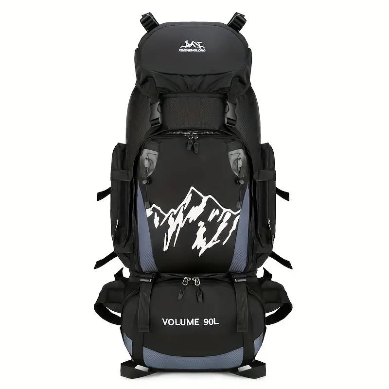 Large Travel Backpack, Camping, Waterproof, Black