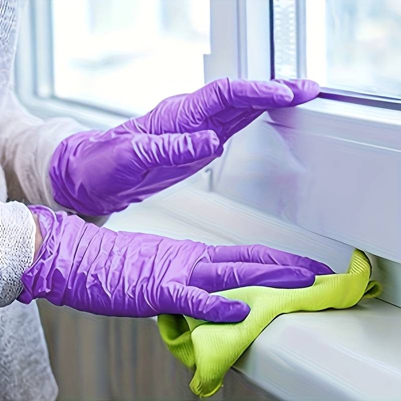 100pcs Thickened Purple Size L Household Cleaning Gloves