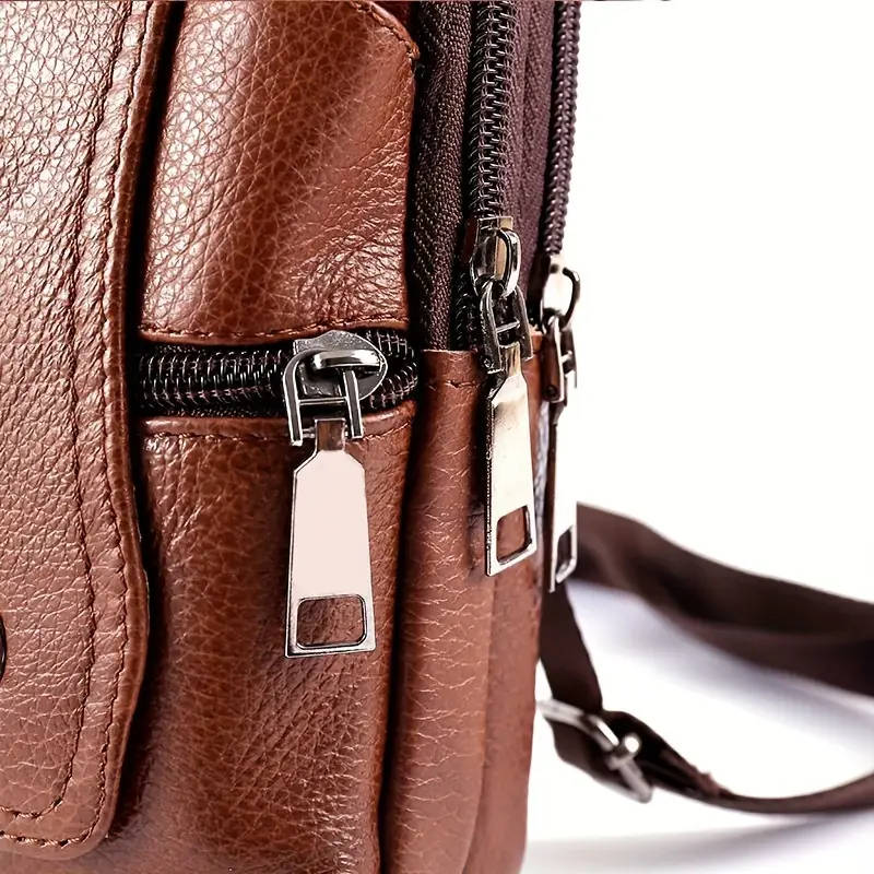 Genuine Leather Men's Satchel Bag, Multi-functional Bag For Outdoor Activities