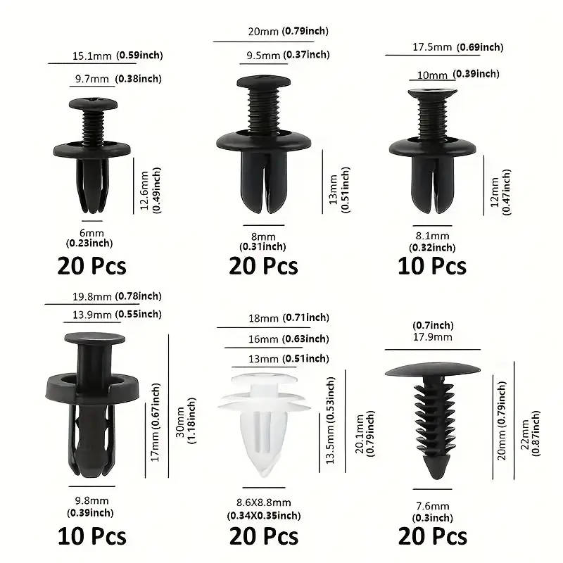 100pcs 6 Types Car Universal Plastic Fastener Plastic Screw Nails