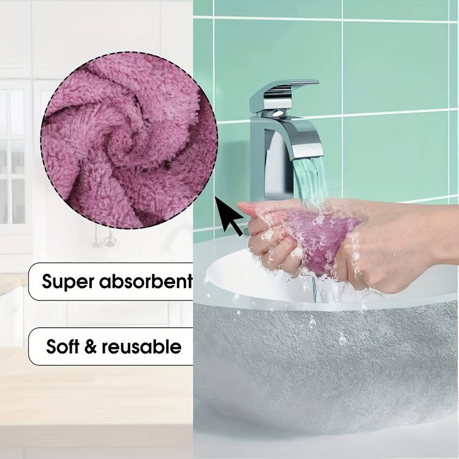10pcs Ultrafine Fiber Dish Cloths Multi-Purpose Cleaning Towels Double-Sided Scrubbing Spon