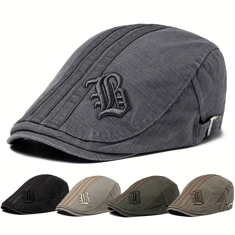1pc Vintage Beret Hat Vintage Men's Embroidery Beret Spring Autumn Flat Cap Adjustable Visor Hat