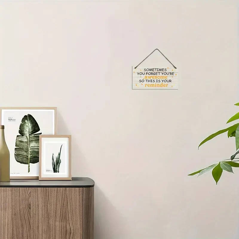 1pc Inspirational Wooden Wall Art Sometimes You Forget You're Awesome with Yellow Stars Classic Styl