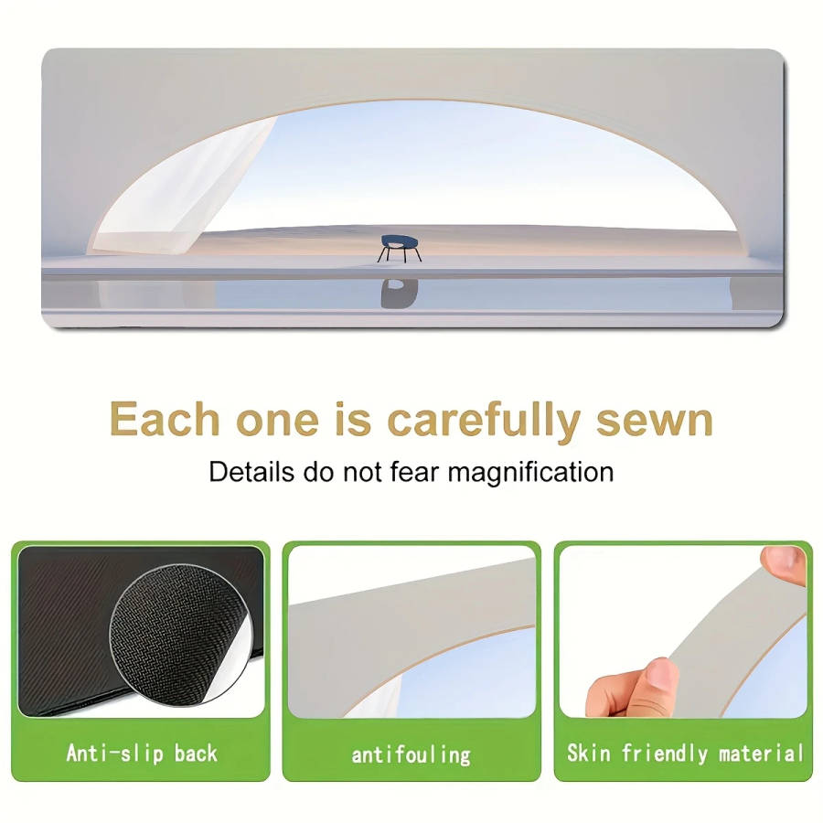 1pc 30x80cm Gaming Mouse Pad with White-Toned Arch Desert Design Non-Slip Durable Rubber Base