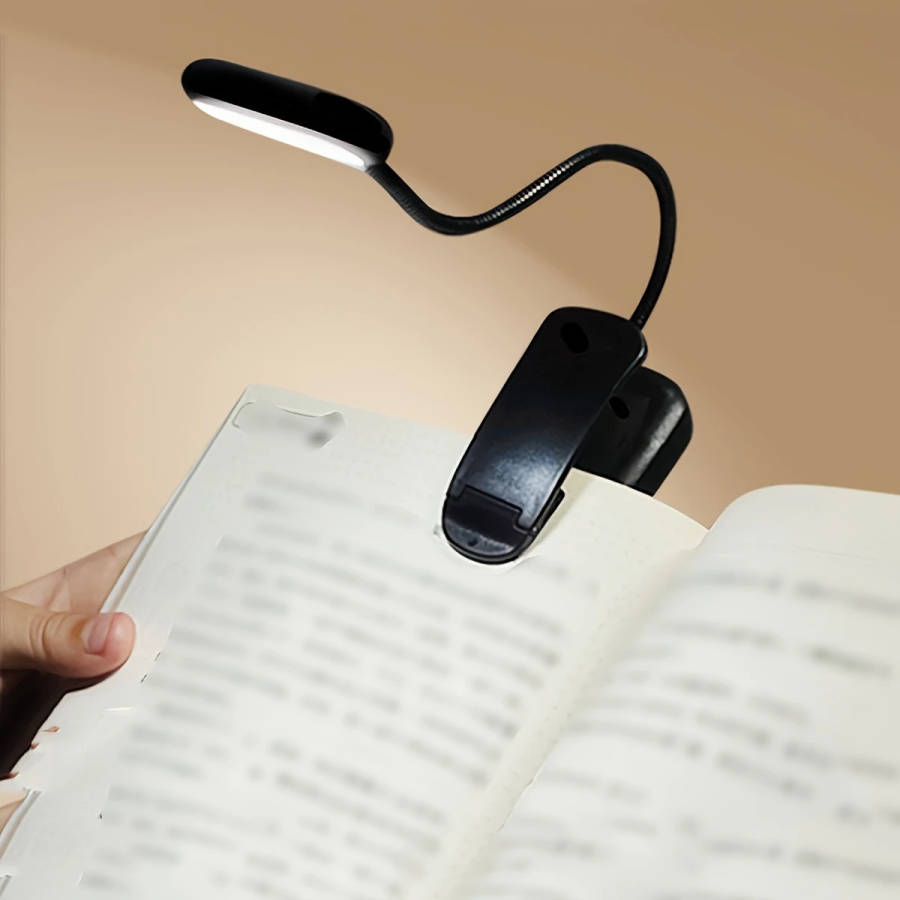 1pc Battery Power Portable Book Light With Clip Adjustable Arm Reading Light Night Reading Lamp Desk