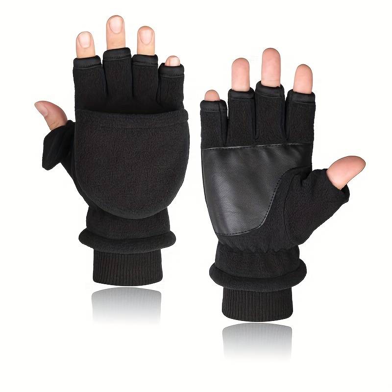 1 Pair Black Warm Gloves