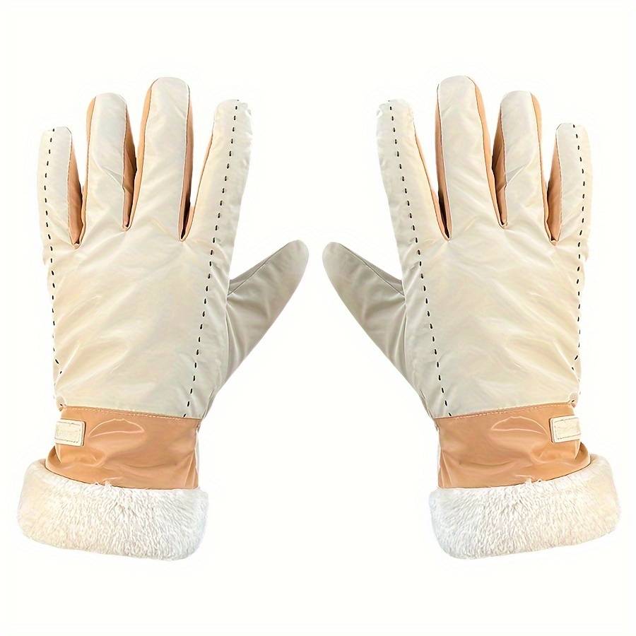 1 Pair Beige Color Warm Gloves