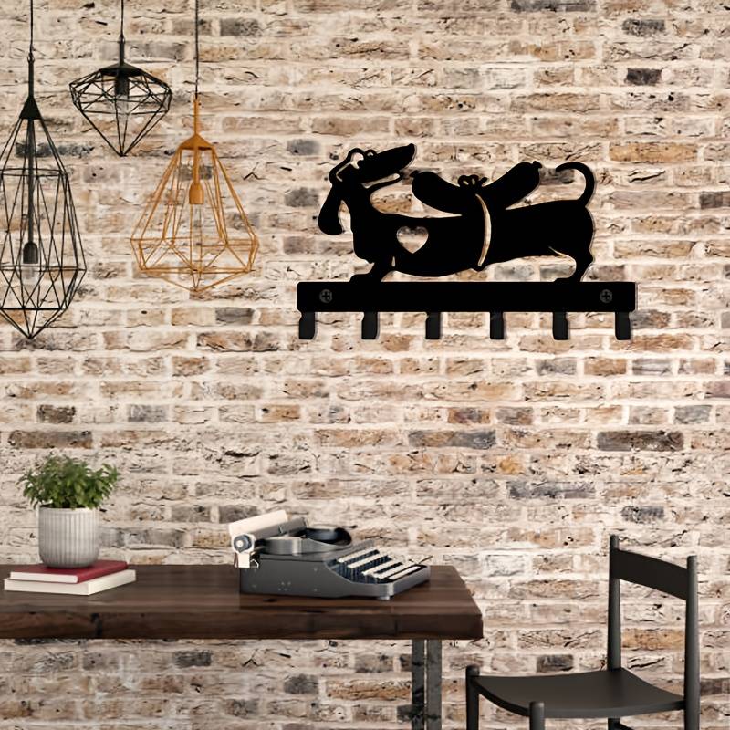 1pc of funny smart puppy metal decorative key hook design keychain rack door back wall garage key
