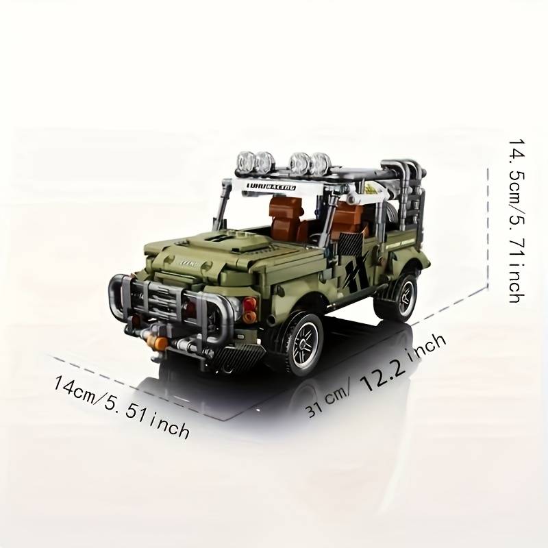 1000pcs Green Off-Road Vehicle Sports Car Building Blocks Model Car Favorite Assem