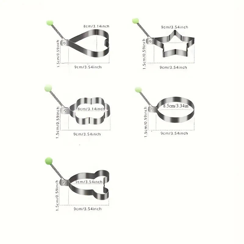 5pcs Edelstahl Eierform Set Verdickte Antihaft-Form For Spiegeleier Pocheeier Mit Herz- Und Reiskuge