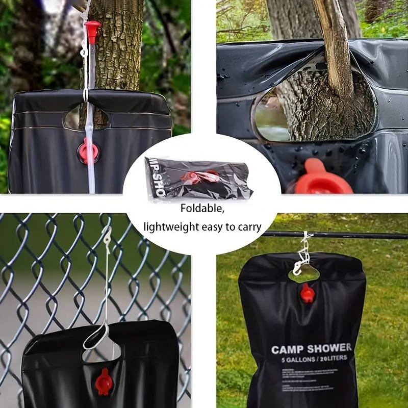 20L Portable Camping Shower Bag With Removable Hose On-off Switchable Shower Head Perfect