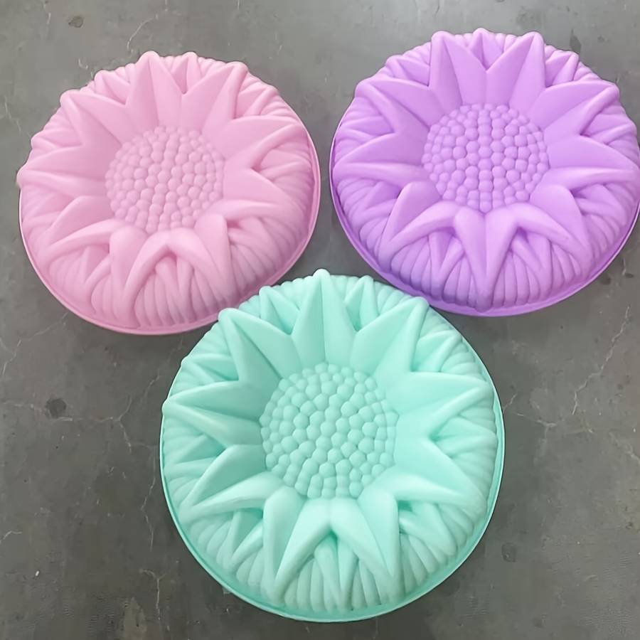 1pc Large Silicone Sunflower Shape Pastry Cake Mold Baking Tools Kitchen Accessories Random Col