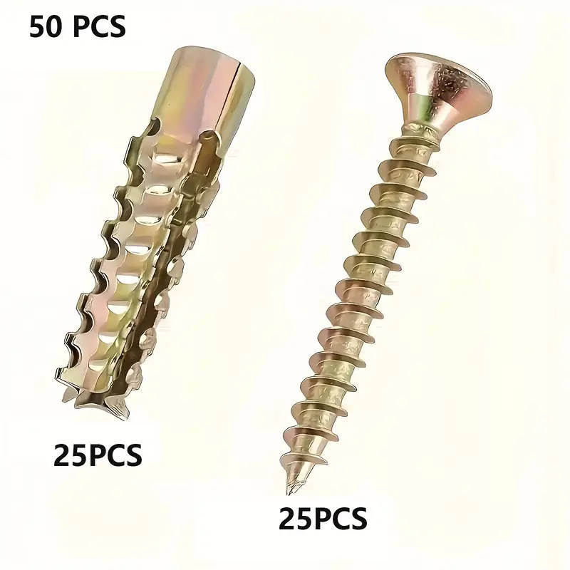 50 Pcs 25 Sets Of Iron Serrated Gecko Expansion Screws Light Metal Expansion Pipe Nails M6