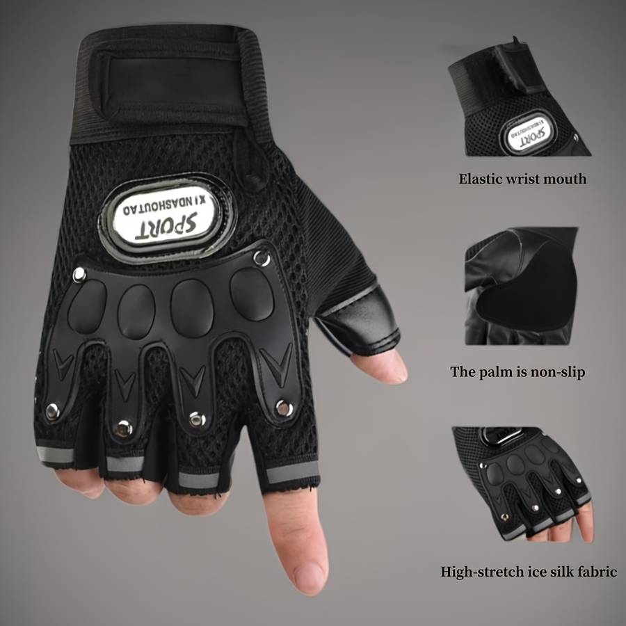 1 Pair Black Outdoor Sports Gloves