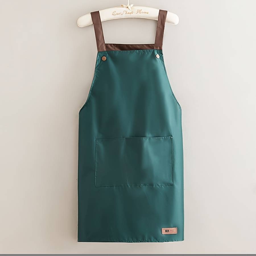 1pc Kitchen Apron with Large Pocket Adjustable Neck Strap Durable Polyester for Cooking B
