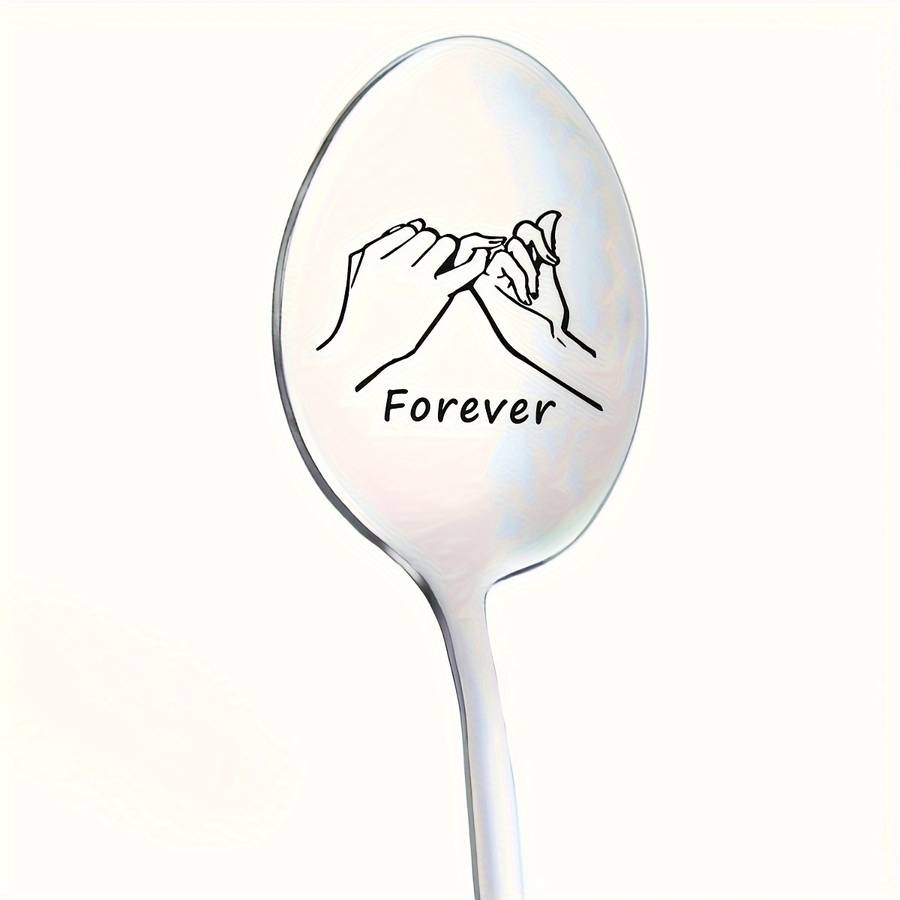 1pc Engraved Stainless Steel Spoon  Forever  Ideal for Coffee Ice Cream Tea Desserts Pe
