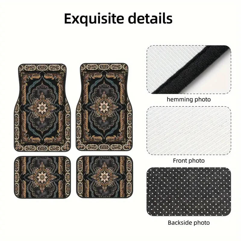 4pcs Bohemian Pattern European Ethnic Car Rubber Mats