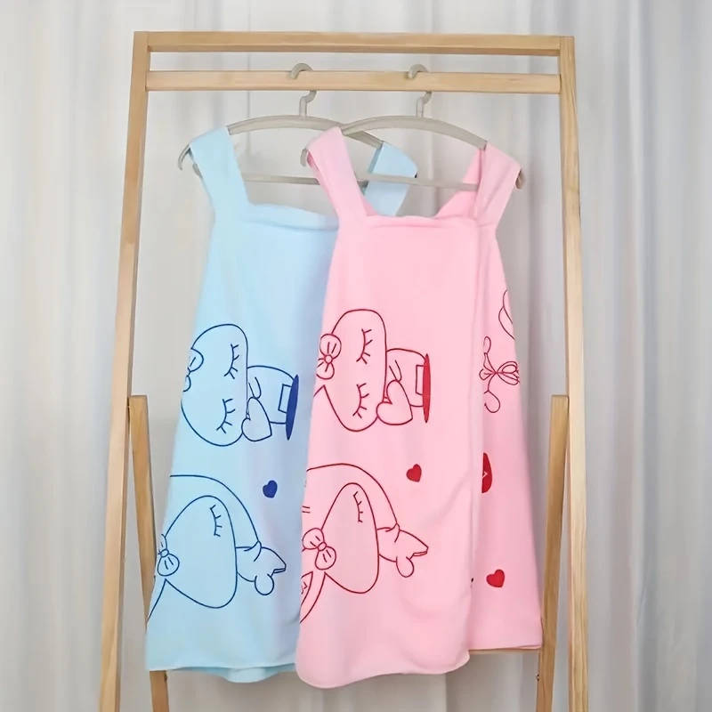 1pc Cute Rabbit Bath Wrap Towel Absorbent Quick-drying Wearable Bath Towel For Women Super Soft Bat