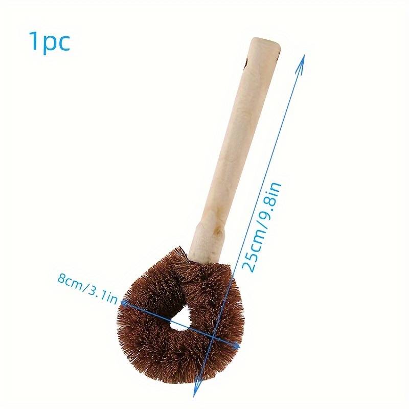 1pc Natural Bamboo Kitchen Brush with Plastic Handle for Pot and Dish Cleaning