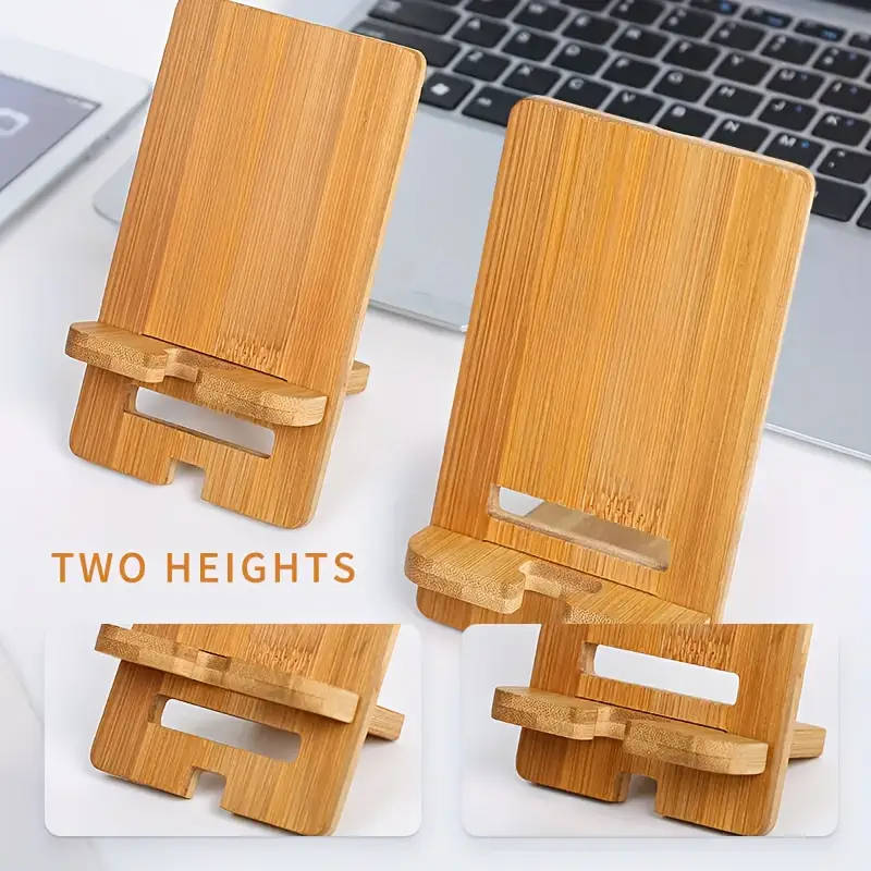 1 x Adjustable Bamboo Phone and Tablet Stand