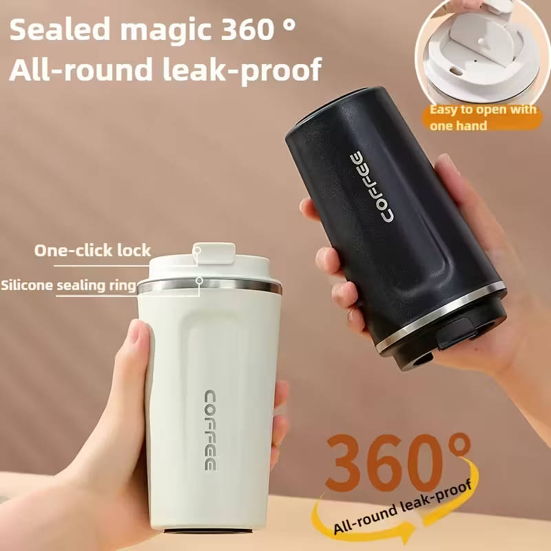 Vacuum Insulated Coffee Travel Mug, Leakproof Double-Layer Stainless Steel Reusable Thermos