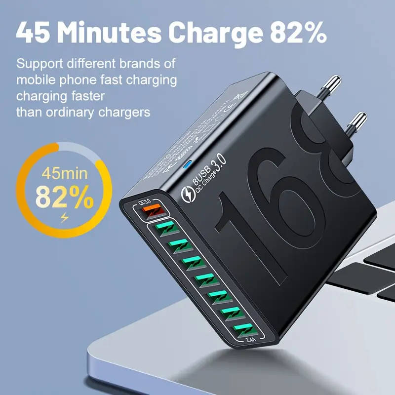 1pc Multiport Fast Charging USB Wall Phone Charger Adapter QC 3.0 USB Phone Charger for iPhone