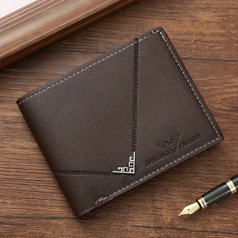 5pcs Men's Business Fashion Wallet Set Faux Leather Light Brown Versatile Elegant for Travel Parties