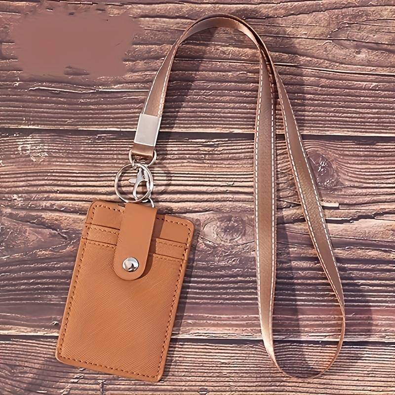 1pc PU Leather Work ID Badge Holder with RFID Block 1 pc Durable ID Card Case with Lanyard Mult