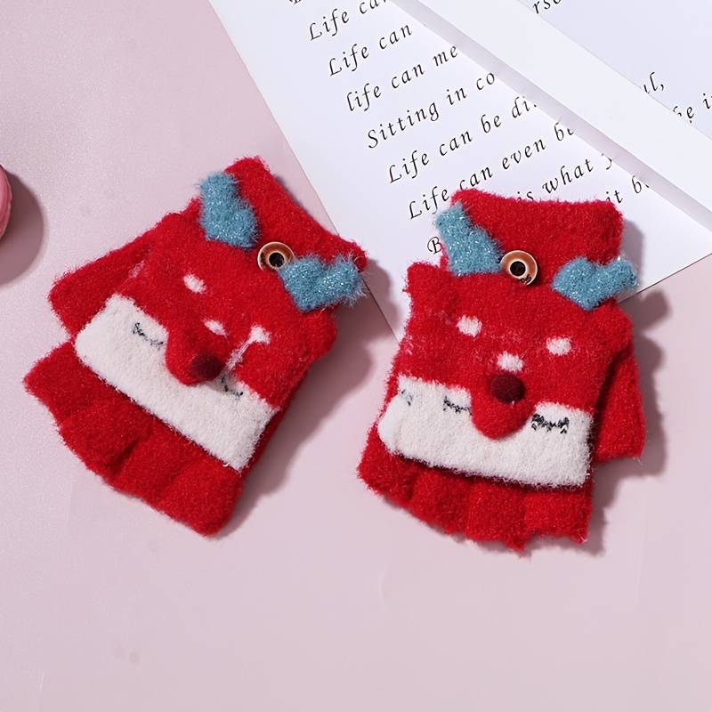 1 Pair Red Warm Gloves