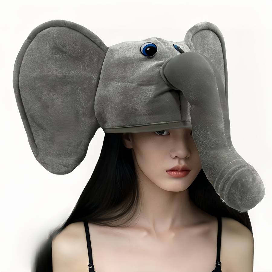 1pc Gray Elephant Hat with Blue Eyes Fun Festive Accessory for Parties Celebrations and Stage