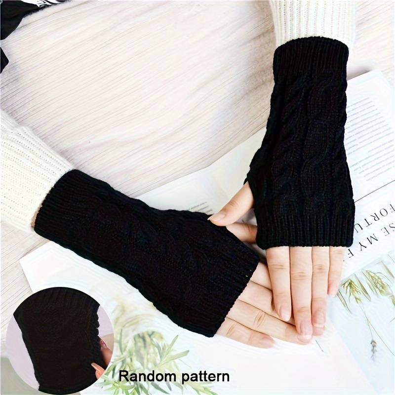 1 Pair Black Warm Gloves