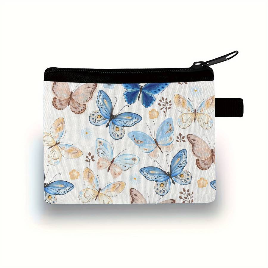 1pc Butterfly Print Polyester Coin Purse Casual Style Women's Wallet with Key Card Slot