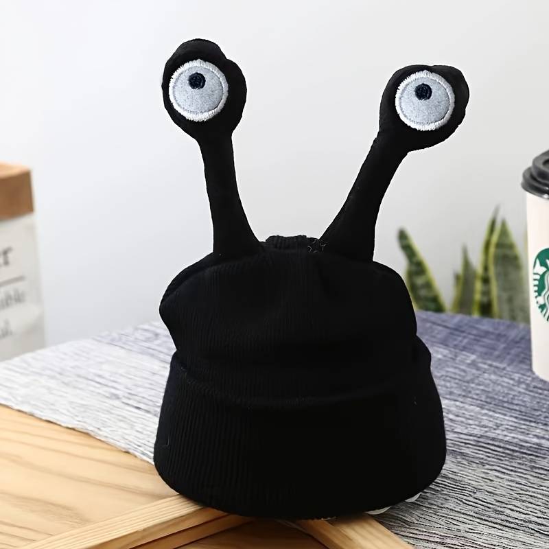1pc Festive Christmas Unisex Antenna Beanie Hat Acrylic Knit Fabric Solid Color Lightweight