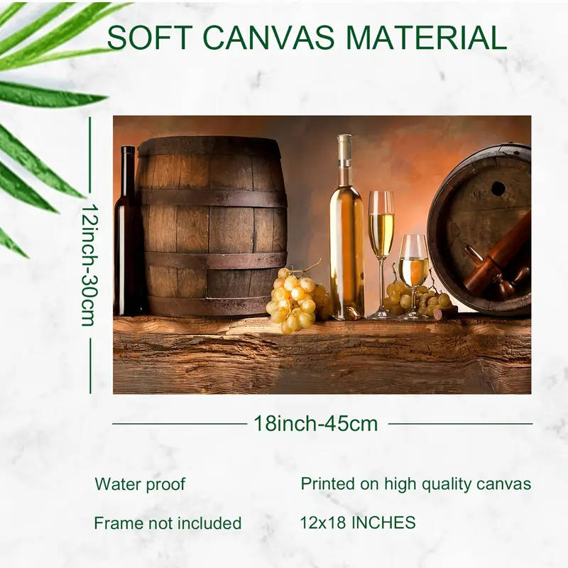 1pc Modern Frameless Canvas Wall Art White Wine Barrel Print Perfect for Living Room or Bedroom Deco