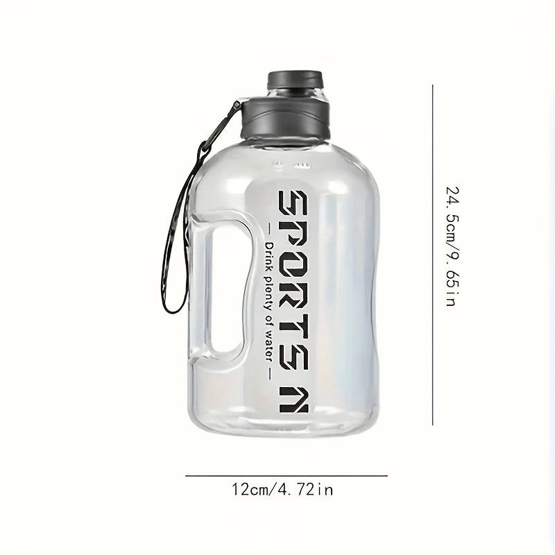1pc 57.48oz Leak-Proof Sports Water Bottle with Handle Durable PC Material Large Capacity Precise Me