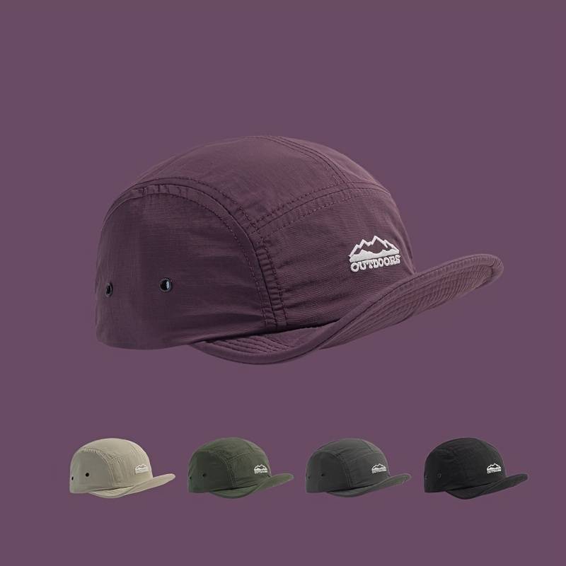 1pc Outdoors Logo Baseball Cap Black Polyester Breathable Quick-Dry Vintage Mountain Design