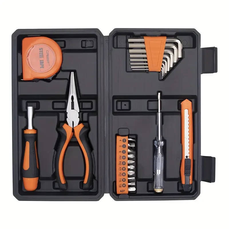 Multi-Purpose Tool Set with Toolbox Manual Household Automotive Repair Kit Includes Wrench Pliers