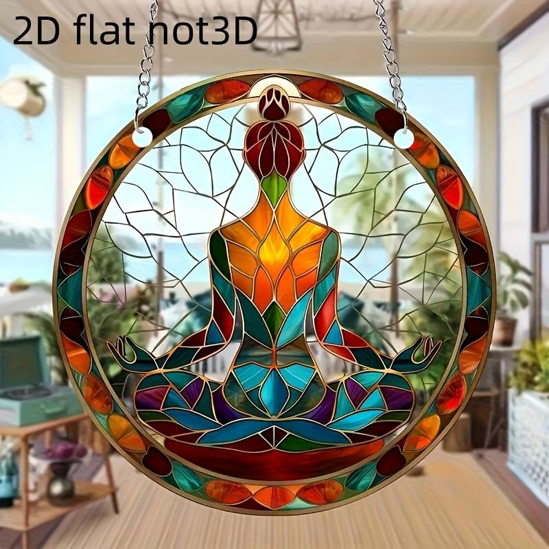 1pc 2D Flat  A  Acrylic Decorative Piece Yoga Style Acrylic Sun Catcher Colorful Glass Style
