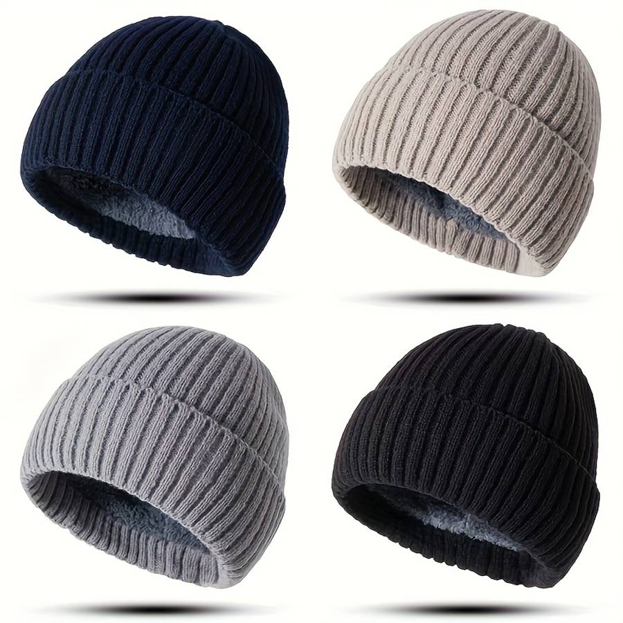 Winter Warmth Unisex Knit Beanie Hat with Folded Cuff Acrylic 95% Polyester 5% Elastic