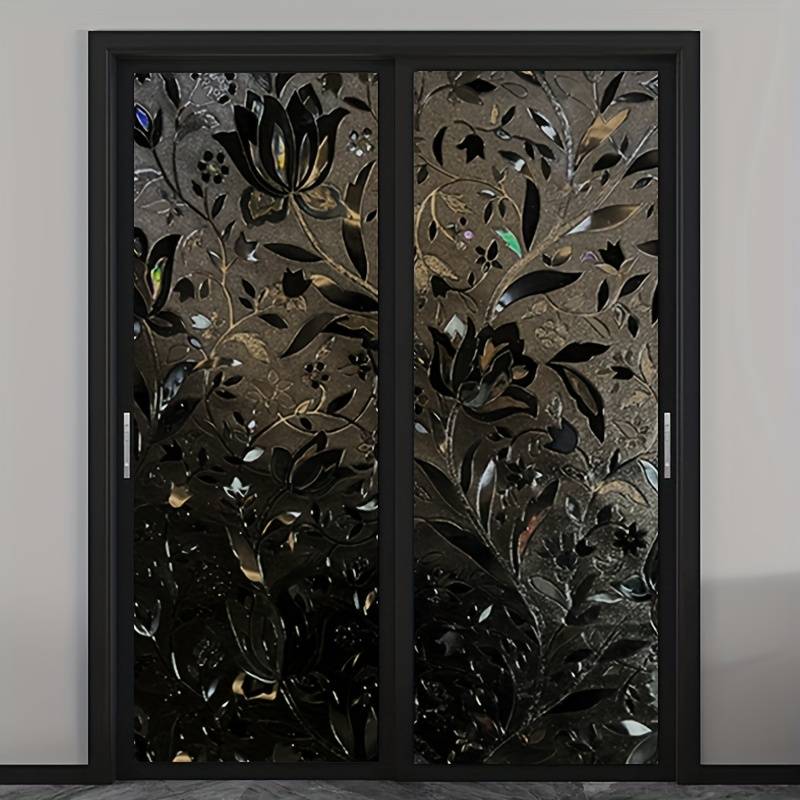 1pc Black Size 60cmx300cm 23.6inx118.1in Door And Window Stickers