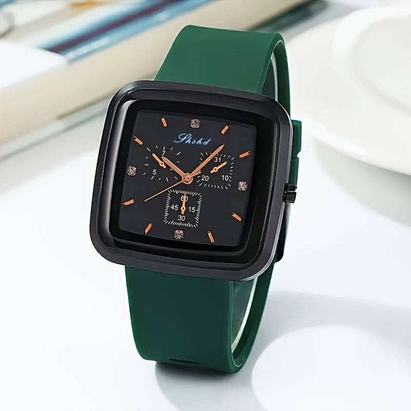 1pc Square Fashion Autumn-Winter Women's Watch Simple High-End Quartz Wristwatch Silicone Strap Mini