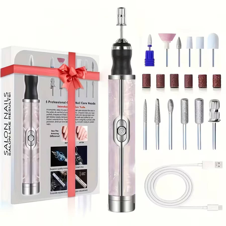 Electric Nail Drill Machine - 12 Grinding Heads Nail Machine Set