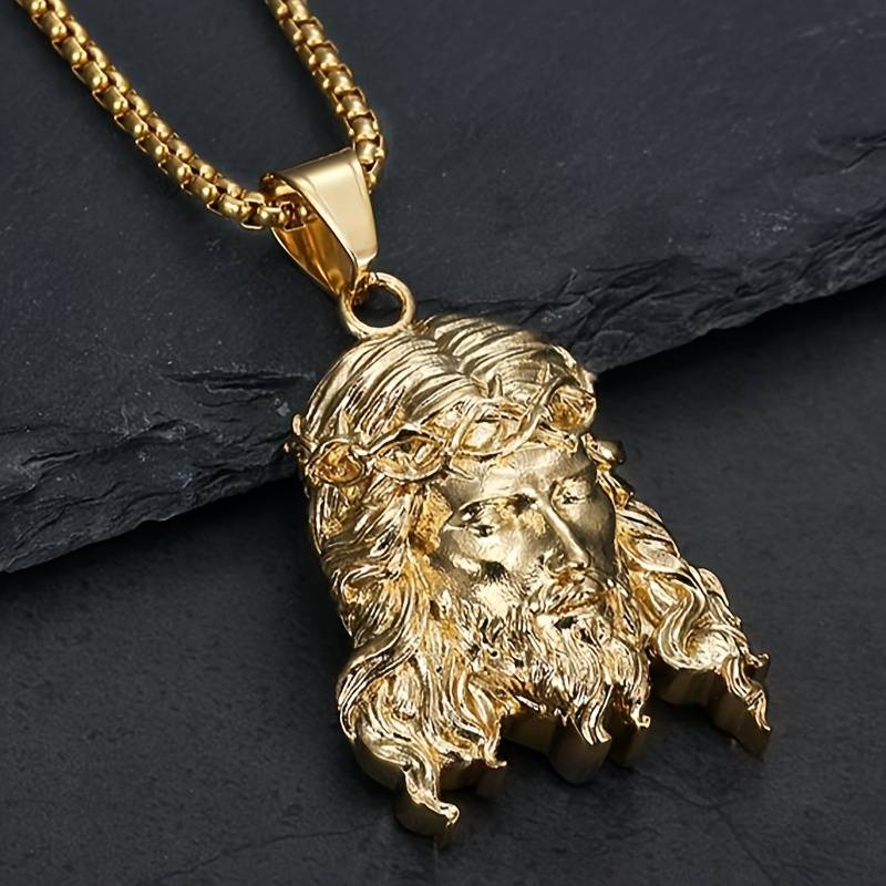 1 Piece Golden Jesus Theme Pendant
