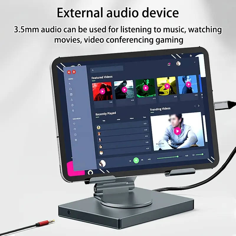 9 in 1 Type-C Rotating laptop/tablet stand with 4k60Hz Gigabit Ethernet port